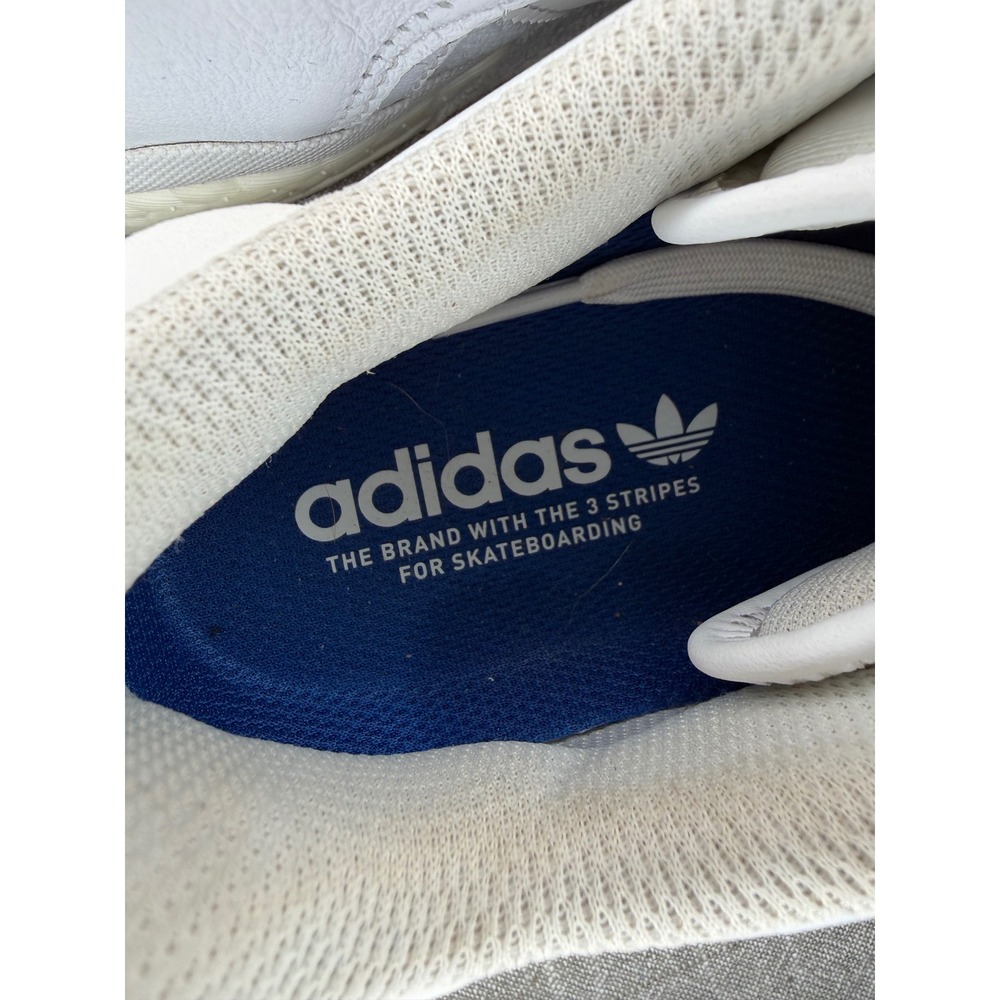 Adidas 3MC Boost Skate Shoes Mens 8.5 Triple White Leather Low Sneakers FV5951 - Picture 5 of 10